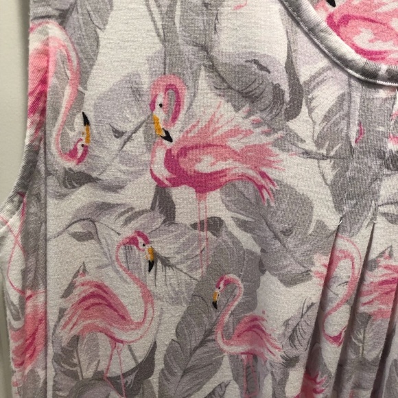Ellen Tracy Large Floral Night Gown Flamingo Print Sleeveless - Picture 4 of 4